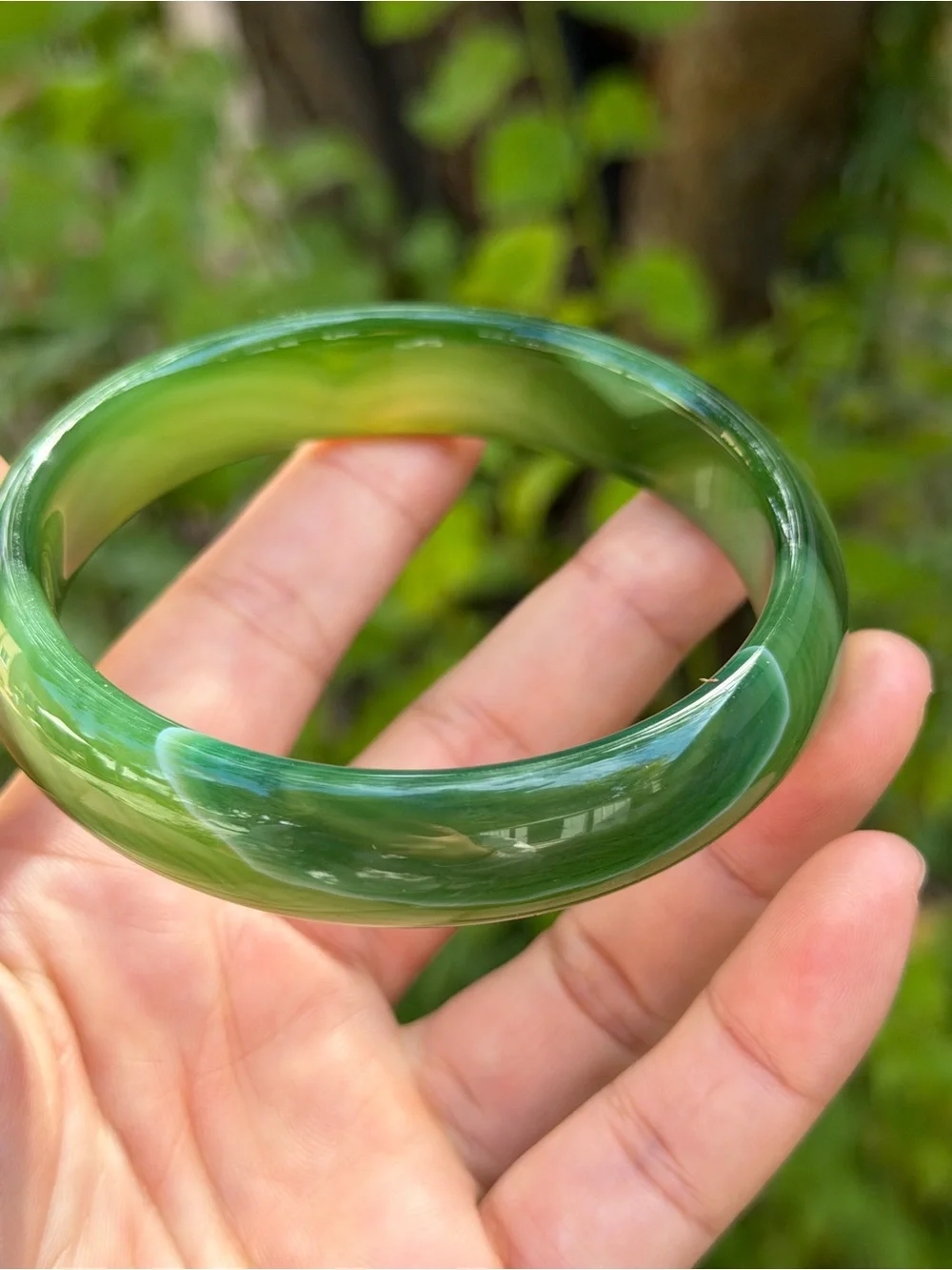 66.5mm inner diameter green banded agate bangle 1750